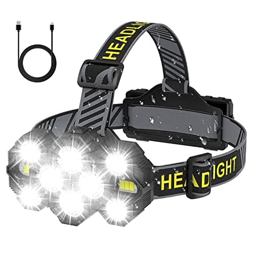 Image of Victoper Head Torch Rechargeable v10000 Upgraded 22000 Lumen Torches LED Super Bright Headlight 10 LEDs Modes Hands-Free Flashlight for Camping Fishing Cycling Hiking Waterproof, Black