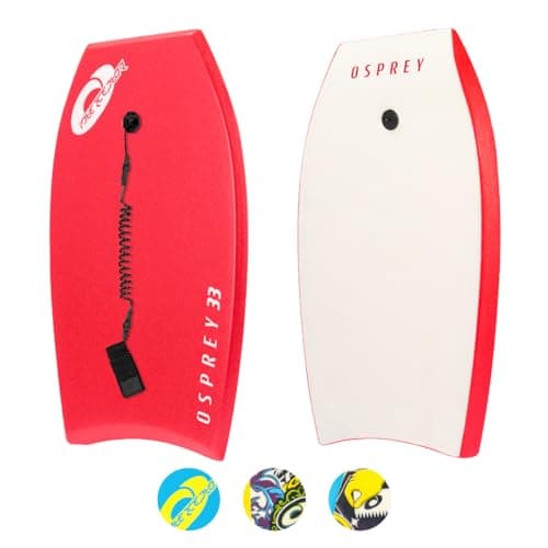 Image of Osprey 37” Bodyboard for Kids and Small Adults, Lightweight Deck Boogie Board with Leash, Durable Core for Surfing & Bodysurfing