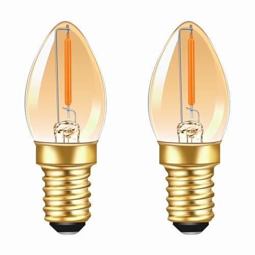 Image of Caldarax 0.5W E14 LED Vintage Night Light Bulb, Mini C7 LED Filament Candle Bulbs Amber Warm White 2200K E14 Orange SES Small Edison Screw Salt Lamp Bulbs, 5W Equivalent, Non Dimmable, 2 Pack
