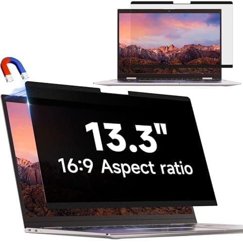 Image of IPROKKO Laptop Magnetic Privacy Screen 13.3 Inch for Hp/Dell/Acer/Lenovo/ThinkPad/Asus/Sony, Removable 16:9 Aspect Laptop Shield, Anti Blue Light Glare 13in Filter