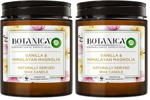 Image of Botanica by Air Wick Air Freshener Naturally Derived Wax Candle Vanilla and Himalayan Magnolia 205 g (Pack of 2)
