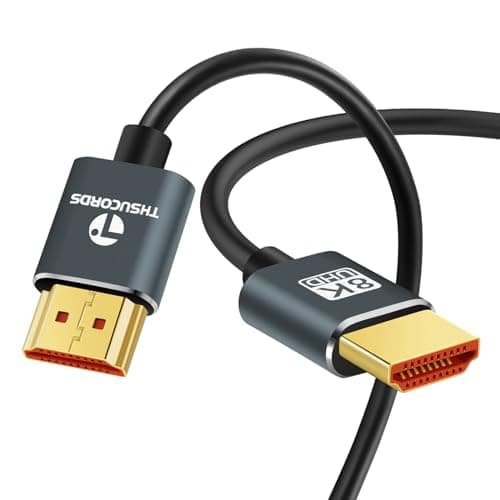 Image of Thsucords Ultra Thin 8K 4K HDMI Cables 2M, Slim & Flexible Soft High Speed HDMI 2.1 Lead Support 4K@120Hz 8K@60Hz 48Gbps Compatible with Roku TV/HDTV/PS5/Blu-ray