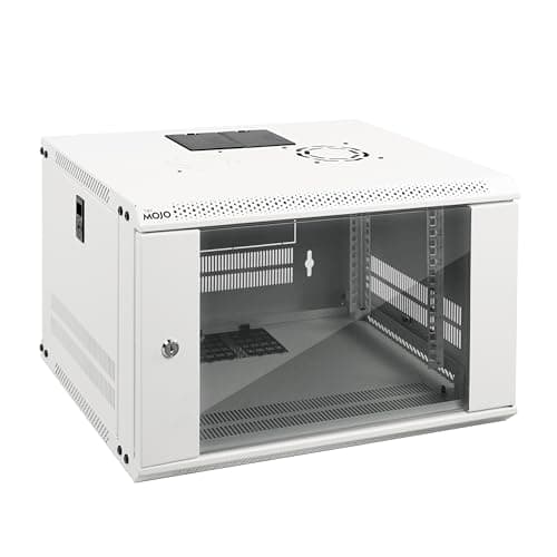 Image of Tecmojo 6U 450mm Depth Wall Mount Server Cabinet IT Network Rack Enclosure, Lockable Door and Side Panels White, Standard Glass Door, for 19” IT Equipment, A/V Devices, White, Flat Package