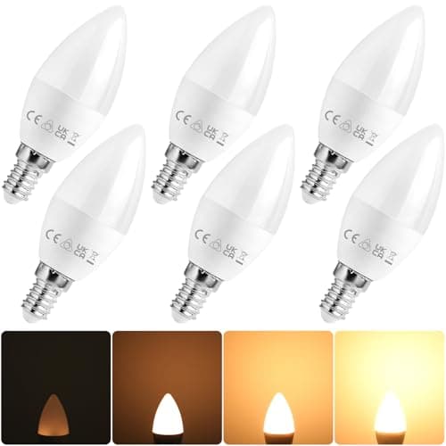 Image of Nottac E14 Dimmable LED Light Bulb, Edison Screw SES Candle Bulbs Small Screw, Warm White 2700K E14 LED Bulb, 5W 450LM (Equivalent to 40W), Energy Saving Candle Light Bulbs, Pack of 6