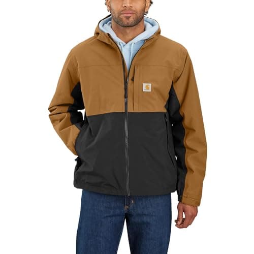 Image of Carhartt Men's Storm Defender Relaxed Fit Lightweight Packable Jacket, Brown/Black, XL