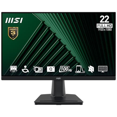 Image of MSI PRO MP225V 21.5 Inch Full HD Office Monitor - 1920 x 1080 VA Panel, 100 Hz, Eye-Friendly Screen, Tilt-Adjustable - HDMI, D-Sub (VGA)