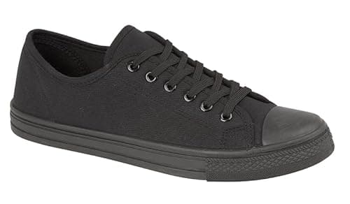 Image of Urban Jacks Mens Canvas Mesh Slip On/Lace-up Espadrilles Casual Low Top Plimsoll Trainers Size 7-12 (Black Lace-up, UK Footwear Size System, Adult, Men, Numeric, Medium, 9)