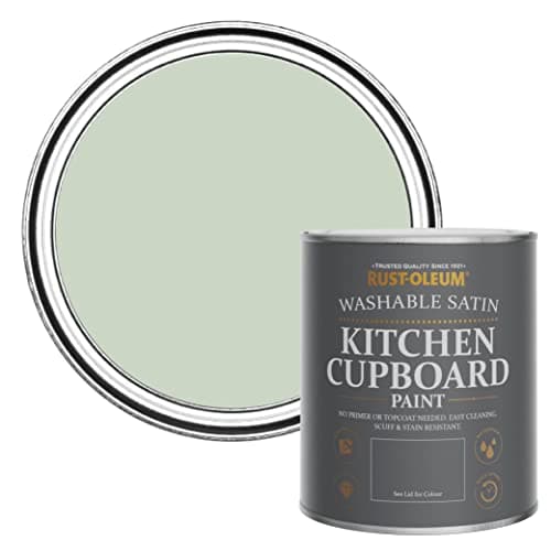 Image of Rust-Oleum Green Scrubbable Kitchen Cupboard Paint in Satin Finish - Laurel Green 750ml