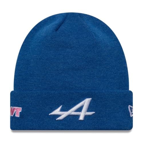 Image of New Era Alpine F1 Team Polyana Cuff Knit Beanie Hat, Navy Blue, Official 2025 Collection