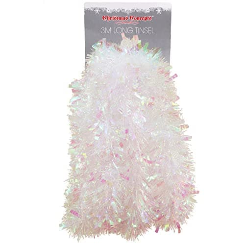 Image of Christmas Concepts® 3m (9.8ft) Chunky/Fine Christmas Tinsel - Christmas Decoration Tinsel (Iridescent)