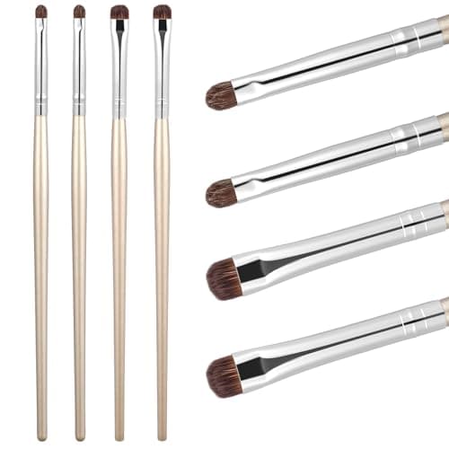 Image of 4 PCS Fine Makeup Brush Eyeliner Smudge Brush Small Eyeshadow Brushes Reusable Mini Pencil Soft Make up Tool Fine Point Flat Tiny Makeup Applicator Set for Women Blending Cream Liquid Concealer