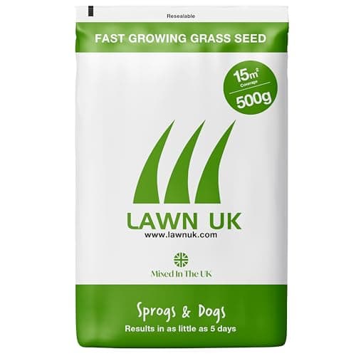Image of Lawn UK Hardwearing Grass Seed - Sprogs & Dogs Grass Seeds Fast Growing - 500g up to 15sqm Coverage - Ideal for Family Lawns - Super Durable Perfect for Children & Pets
