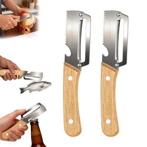 Image of 2Pcs Zero-Snags Wooden Peeler, Multifunctional Vegetable Peelers for Kitchen, Ultimate Kitchen Peeler, Zero-Snags Wooden Kitchen Tool for Fruits Fish Scales Pumpkin Papaya Zucchini