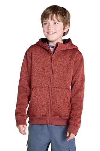 Image of Mountain Warehouse Nevis Kids Hoodie - Full Zip Winter Top, Warm Hood, Ribbed Cuffs & Hem, 2 Front Pockets - Suitable For Boys & Girls Rust Kids Size 7-8 Years