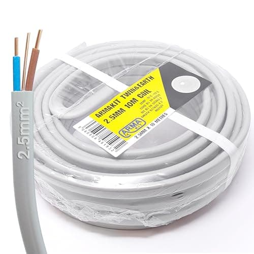 Image of ArmaKit cable 2.5mm Twin and Earth 10 Metre 6242Y2.5 - GREY 240v Mains 3 Core Electrical Wire - electric sockets ring extension 10m