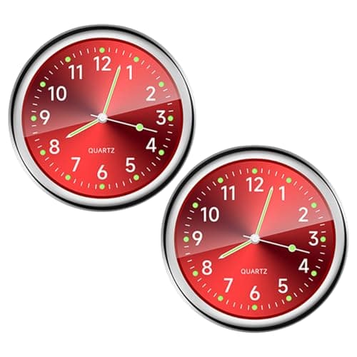 Image of 2 Pieces Of Red Car Clock, Digital Electronic Watch, Air Outlet Decoration, Car Interior Supplies.