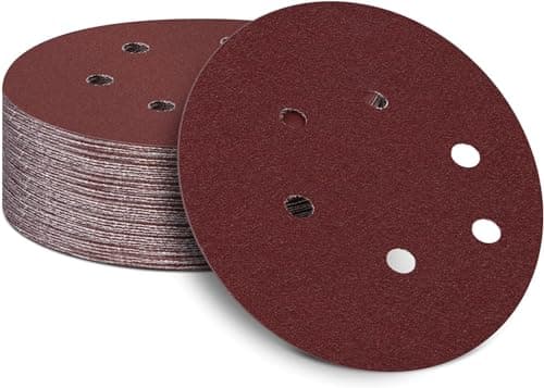 Image of 150mm Sanding Discs 80 Grit Sandpaper Sheet, 25Pcs Orbital Sander Discs Hook and Loop, 150mm Sanding Pads for Random Orbital Sander(6 Inch, 6 Holes)