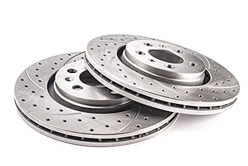 Image of Drilling and Grooves GT Sport Brake Disc Rotors Compatible With FORD FUSION JU_ 2002 2003 2004-0728GV - Front - ventilated - Holes 4 - Diameter 258x22