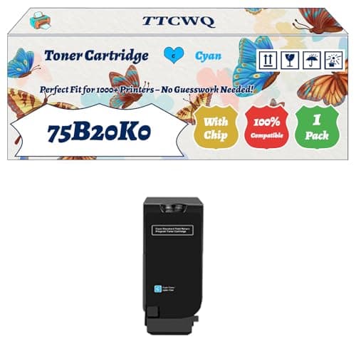 Image of Compatible for Lexmark 75B20K0 75B20C0 75B20M0 75B20Y0 Toner Cartridge Work for Lexmark CS727DE CS728DE Printers (1 Pack Cyan)