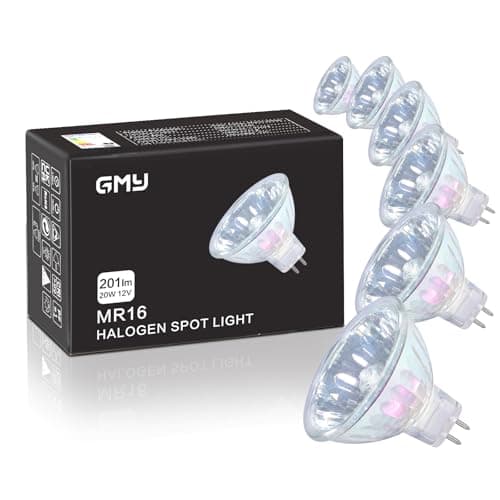 Image of GMY MR16 Halogen Bulbs 20W 12V GU5.3 Spotlight, 36° Beam Angle, Dimmable Warm White Halogen Light Bulbs 2 Pin, 4000hrs Lifetime, Dichroic 6 Pack