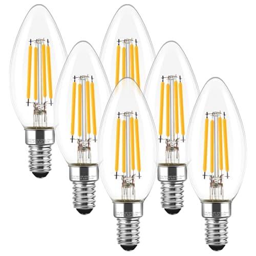 Image of Nottac E14 LED Candle Light Bulbs, Non-Dimmable Small Screw Light Bulb, 4W (40W Equivalent) SES Lightbulb 2700K 470 Lumens, Edison Bulb Warm White for Lamp Light Bulb Replacement, 6 Pack