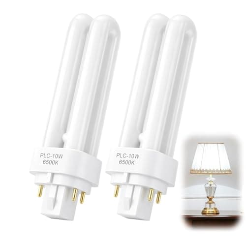 Image of RTDHO 10W G24q-1 4 Pin Light Bulbs,Cool White 6400K Compact Fluorescent Lamp,850LM AC220V-240V CFL Light Bulb,Non-Dimmable 2U Double Tube Energy Saving Lamp, 4 Pin Bathroom Light Bulbs, 2 Pack