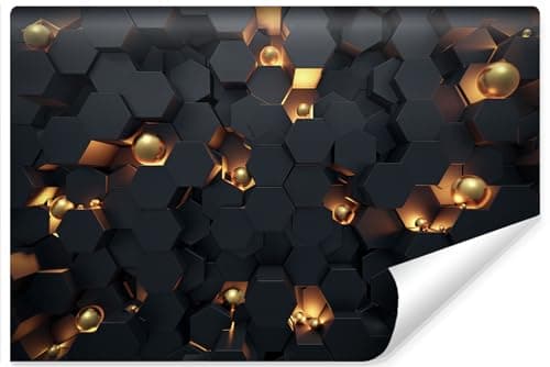 Image of Muralo - 3D Non-Woven Wallpaper - Photo Wallpaper 3D Effect - Wallpaper for Living Room Bedroom Wall Wallpaper - 3D Hexagons Motif - Width 152.5 cm x Height 104 cm