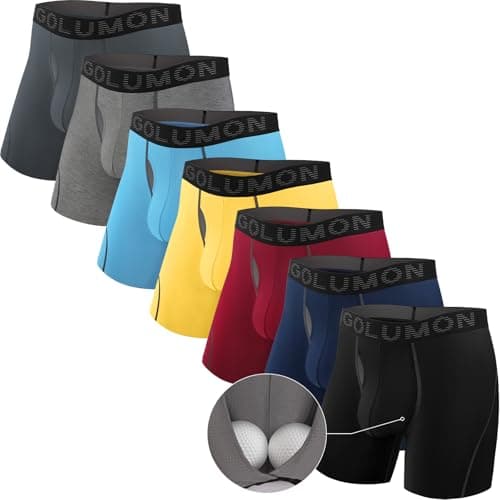 Image of IGOLUMON Bamboo Mens Boxers Shorts Multipack 7 Pack Soft Breathable Mens Underwear Trunks Briefs with Open Fly Elastic Waist - Moisture Wicking