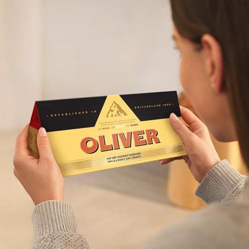 Image of Personalised Toblerone bar - Personalise the Toblerone bar with the name of your choice, Milk chocolate with honey-almond nougat (800 Grams)