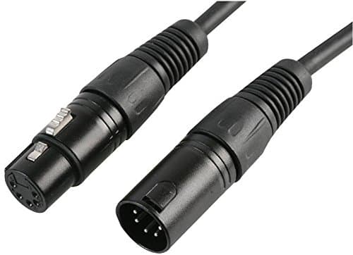 Image of PULSE 10m DMX Cable – 5‑Pin XLR Male to Female Lead (1 Pair + Screen), 120Ω Digital‑Spec, Spiral & Braid Shielded, Black – PLS00277
