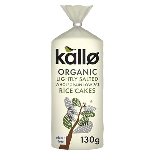 Image of Kallo Organic Lightly Salted Rice Cakes, Wholegrain Slices, Low Fat Healthy Snacks, Vegan Friendly, Gluten Free & Sugar Free with No Artificial Colours or Flavours, Multi Pack – 12 x 130g
