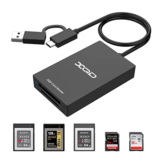 Image of XQD SD Card Reader, USB 3.0 High-Speed Dual Slots XQD SD Memory Card Reader Adapter [USBA/USB-C] Compatible with Sony G/M Series、USB Mark XQD Card for Windows XP/Mac OS/Chrome OS/Linux,etc