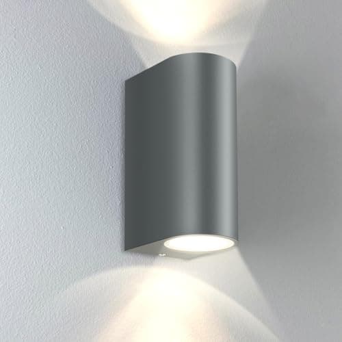 Image of Kerry Outside Wall Lights, Outdoor Lights Main Powered, Up and Down Grey Anthracite Modern Lamp, Gu10 External Wall Sconce IP44 Garden Lighting, Wall Mounted Fixtures for Front Door, Porch, Patio