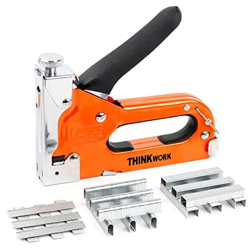 Image of THINKWORK Staple Gun Heavy Duty with 900 Staples, 3 in 1 Cable Stapler for Wood, Upholstery, Fencing, Furniture, Decoration
