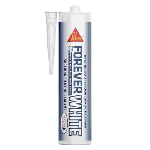 Image of Sika Forever White Anti-Mould Silicone Sealant – Permanently Waterproof – Suitable for Internal And External Use – White – 295ml
