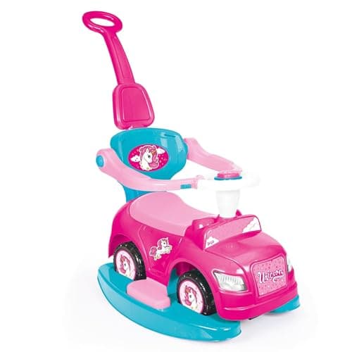 Image of Dolu Unicorn Themed Kids Step Car 4 In 1 Ride On Pink