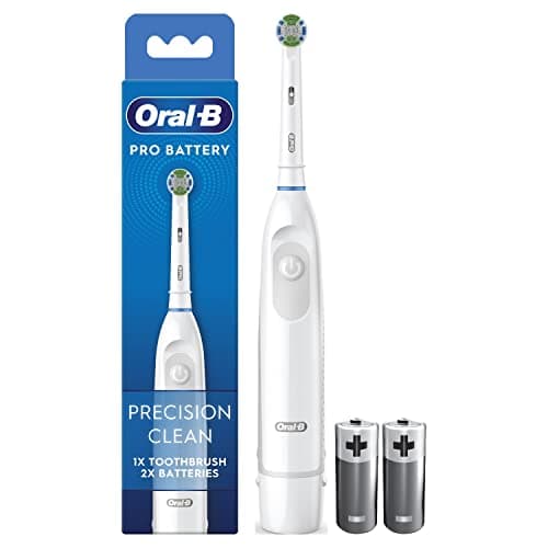 Image of Oral-B Pro Battery Toothbrush, Precision Clean Toothbrush Head, Plaque Remover for Teeth, 2 Batteries Included, White