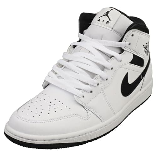 Image of Jordan Men's 1 Mid White/Black-White-Black (DQ8426 132), White/Black-White-Black, 11 UK