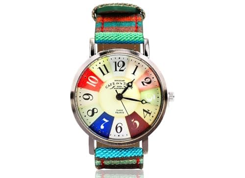 Image of Asixxsix Fashion Women Watches, Handmade Multi Color Watch with PU Leather Woven Strap Bohemian Style Wrist Watch for Women Men Birthday Party, Button Battery