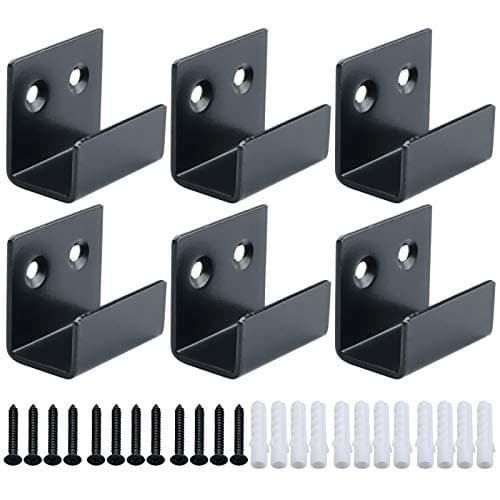 Image of Sayayo Stainless Steel Picture Rail Hooks Picture Hanging Mirror Clips Mirror Fixings Hanging Kits Heavy Duty Ceramic Tile Display Bracket, Matte Black Finish, 6 PCS (20MM Inside Width)