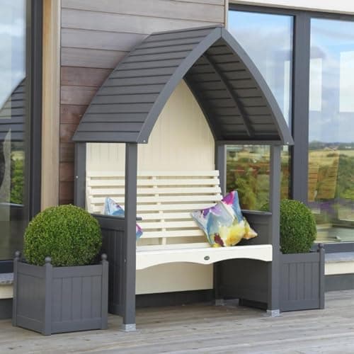 Image of AFK Timber Cottage Painted 2 Seater Arbour - Charcoal & Cream