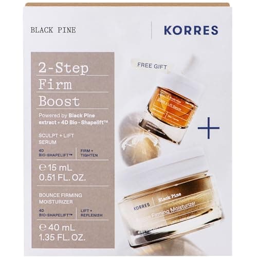 Image of KORRES Black Pine Firming and Lifting Expert Duo, Value Set of Firming Day Cream 40 ml and Serum 15 ml for Firmed and Firmer Skin, Provides Intense Moisture, Vegan