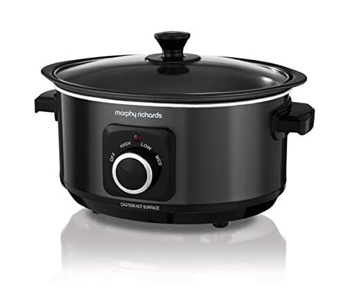 Image of Morphy Richards 3.5L Sear & Stew Slow Cooker, Shatter Resistant Aluminium Pot, 3 Heat Settings, Hob Proof, Easy Clean, 163W, Black, 460012