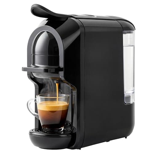 Image of HOMCOM Pod Coffee Machine for Nespresso Original, Dolce Gusto Capsule and Ground Coffee, Small Semi Automatic Coffee Maker with 19 Bar Pump and 0.6L Water Tank for Home Office, Black