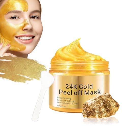 Image of 24K Gold Peel Off Face Mask,Anti-Wrinkle,Hydrating & Firming Facial Treatment,Deep Cleansing Pore Mask with Collagen & Hyaluronic Acid,Blackhead Remover for Women & Men,120ml