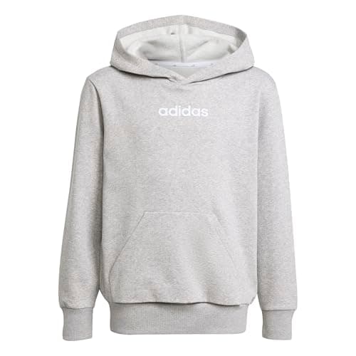 Image of adidas Unisex Kids ESSENTIALS HOODIE, medium grey heather/white, 15-16 Years