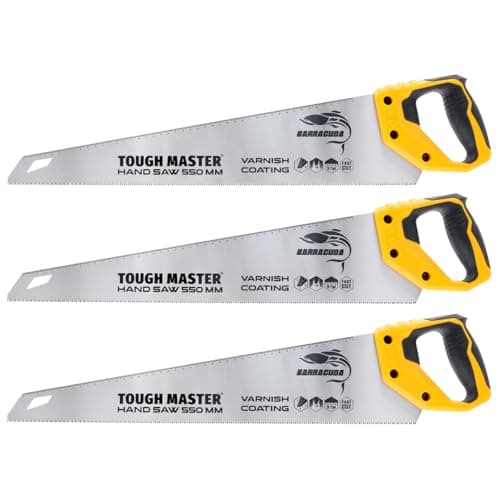 Image of TOUGH MASTER Hand Saws 550mm, Pruning & Cutting Wood, Plastic, PVC Pipes, Razor Sharp Blade 9TPI Comfortable Non-Slip Handle, Wood Saw with Ruler Markings (3)