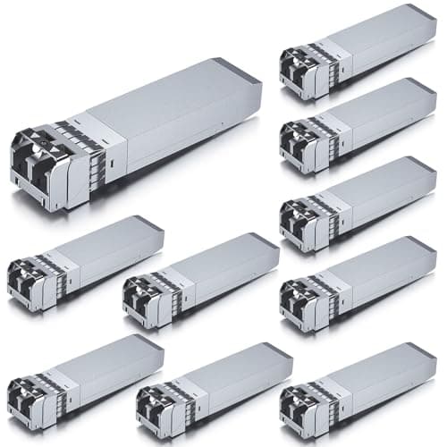Image of 10Gtek [10 Pack 10Gb SFP+ SR Multimode Module 300-meter, 10GBase-SR LC Transceiver Compatible for Cisco SFP-10G-SR, Meraki, Mikrotik S+85DLC03D, Ubiquiti, Netgear, Zyxel,Qnap,Synology,D-Link and more