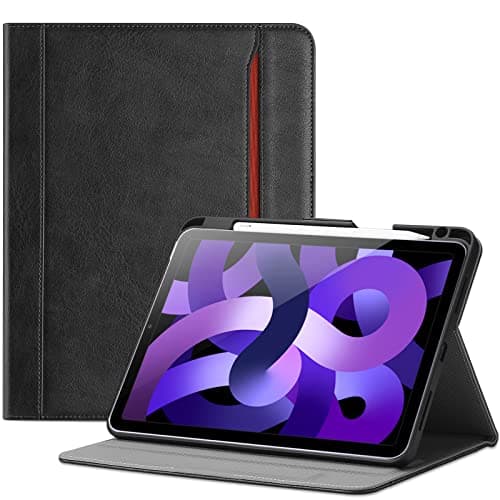 Image of ProCase for iPad Air 11-inch M3 2025 & M2 2024 / iPad Air 5 2022 / Air 4 2020 Case 10.9, Leather Stand Folio Protective Cover Case with Pencil Holder for iPad Air 10.9/11 Inch -Black