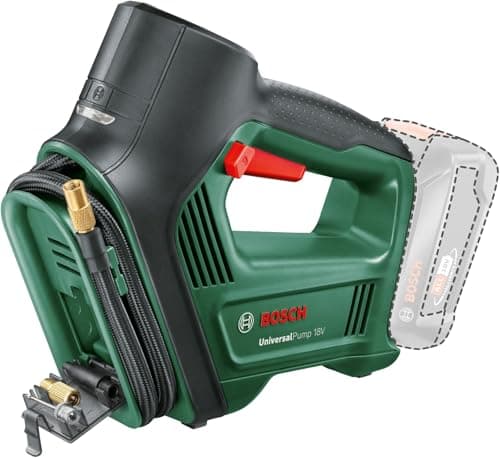 Image of Bosch Home and Garden Electric Air Pump/Air Compressor UniversalPump 18V (Without Battery, 18 Volt System, for Car, Motorcycle and Bicycle Tyres, 150 PSI, 10.3 Bar, in Carton Packaging)